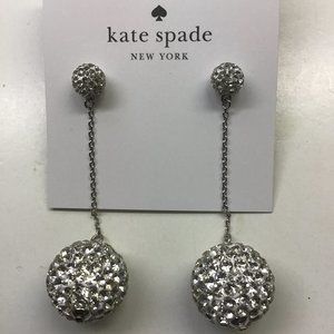 Kate Spade New Linear Clear Silver Ball Earrings